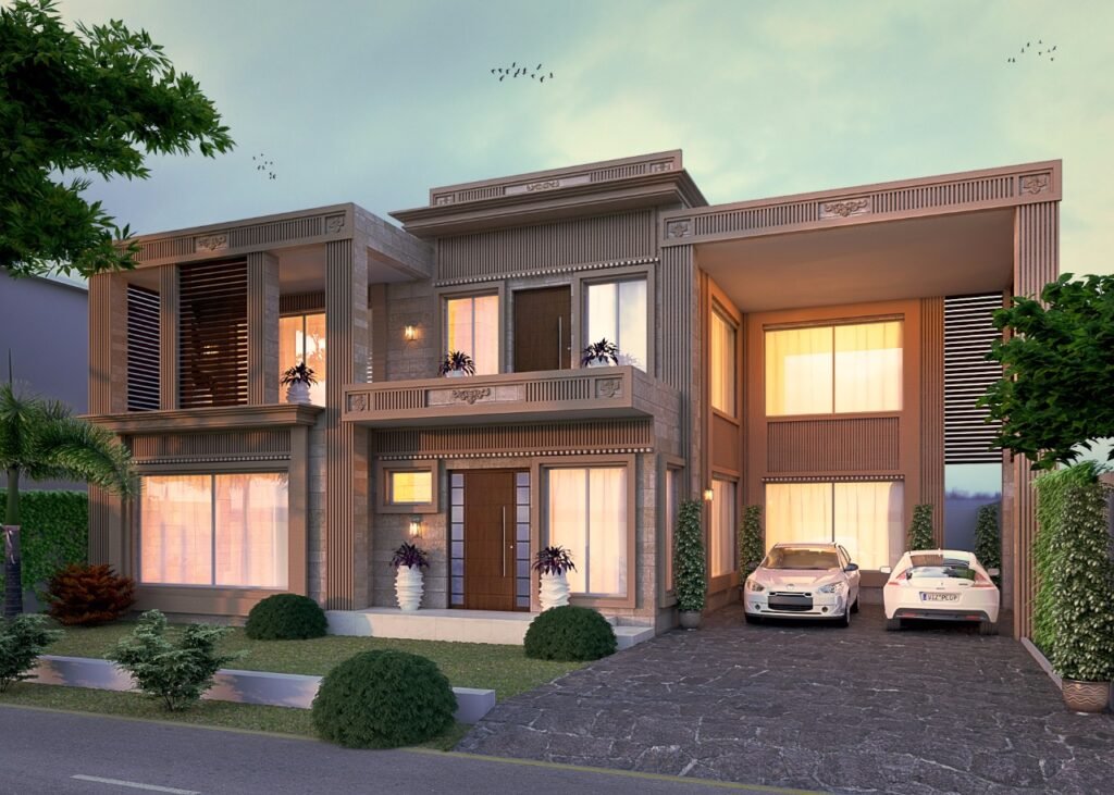 Classical commercial building with arched windows